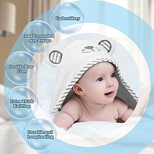 Toallas de Baño para Bebe, Toallas Bebe con Capucha, 90 x 90, Grande, Suave y Confortable, Extra Absorbente, 100% Bambú, con 2 Toallita, Niños y Niñas (Blanco)