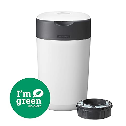 Tommee Tippee - Contenedor para Pañales Avanzado Twist and Click, Nuevo Sistema Ecológico, Incluye 1 Recambio con Película Greenfilm Antibacteriana y Sostenible, Unisex, Blanco