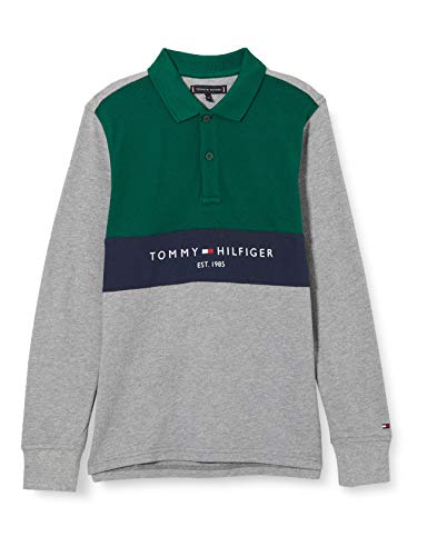 Tommy Hilfiger Bold Colorblock Polo L/s Camisa, Mid Grey Htr, 92 para Hombre