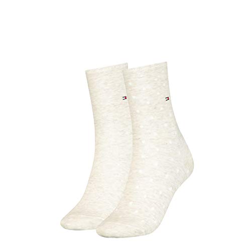 Tommy Hilfiger Dot Women's Socks (2 Pack) Calcetines, Melange Beige Claro, 27/30 (Pack de 2) Unisex Niños