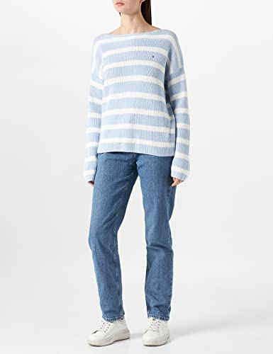 Tommy Hilfiger Hayana Boat-nk Sweater Suéter, Bold STP/Breezy Blue, S para Mujer