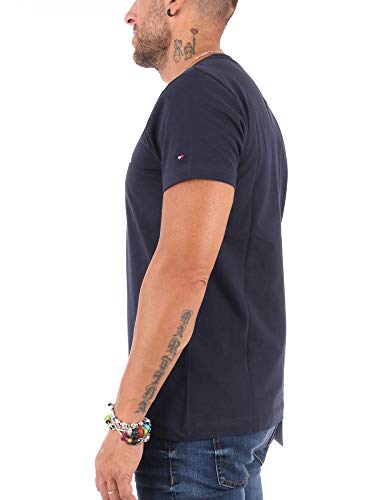 Tommy Hilfiger Logo T-Shirt Camiseta, Azul (Sky Captain 403), M para Hombre