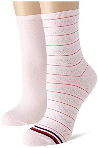 Tommy Hilfiger Preppy Women's Short Socks (2 Pack) Calcetines, Rosa, 39-42 para Mujer