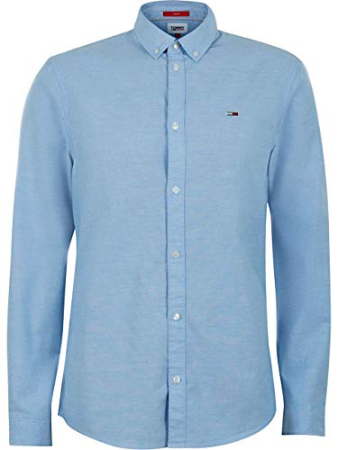 Tommy Hilfiger TJM Slim Stretch Oxford Shirt Camisa, Azul (Perfume Blue), 3XL para Hombre