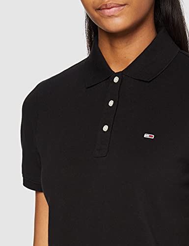 Tommy Hilfiger Tjw Slim Polo Camiseta, Negro (Black), M para Mujer