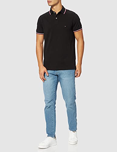 Tommy Hilfiger Tommy Tipped Slim Polo, Polo Hombre, Negro (Black), L