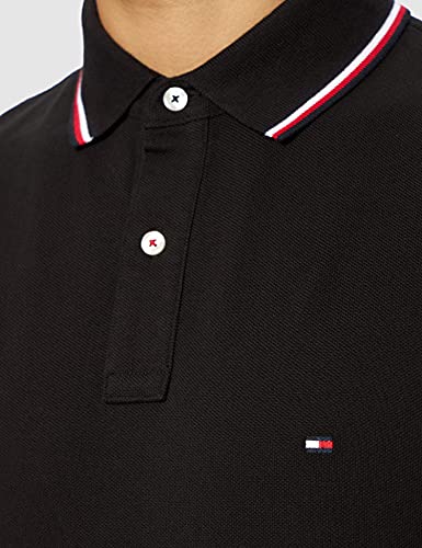 Tommy Hilfiger Tommy Tipped Slim Polo, Polo Hombre, Negro (Black), L