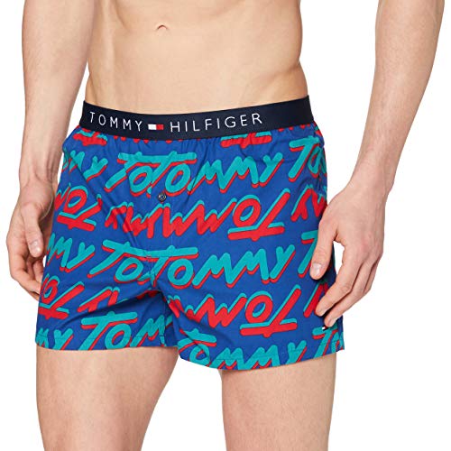 Tommy Hilfiger Woven Boxer Bold Type Capa de Base Inferior, Sodalita Azul, S para Hombre