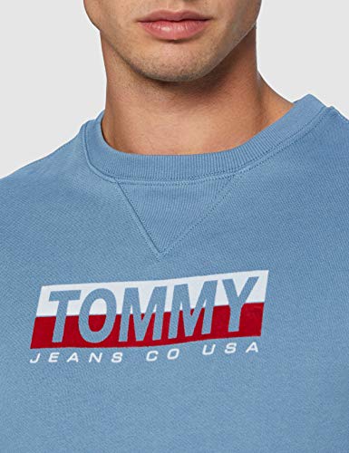 Tommy Jeans TJM Essential Split Box Crew Suter, Vintage Denim, XS para Hombre