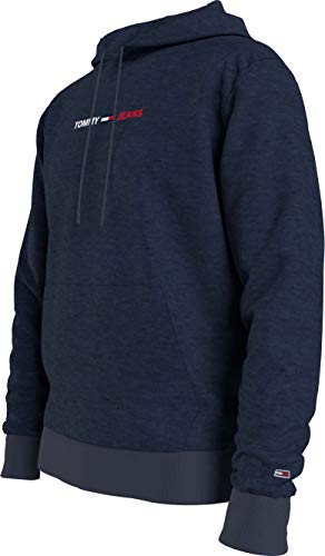 Tommy Jeans TJM Straight Logo Hoodie Chaqueta con capucha de skateboarding, Crepúsculo Navy Htr, S para Hombre