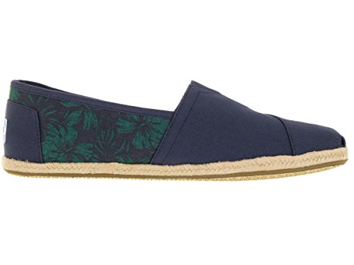 TOMS Classics Navy Canvas Hibiscus Rope Sole 44.5