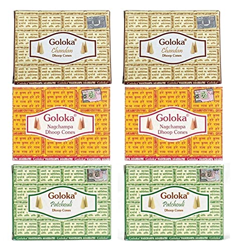 Top 3 Goloka - Surtido de conos de incienso, 60 unidades, 3 aromas