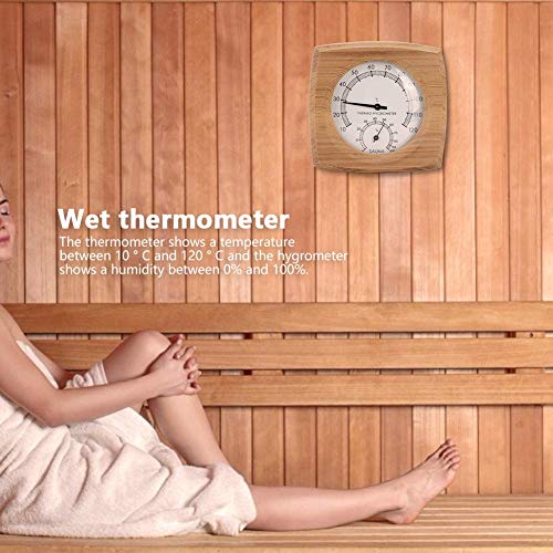 TOPINCN 2-En-1Wood Thermo-Hygrometer Termómetro Higrómetro Sala Vapor Sala Sauna Accesorios Fahrenheit