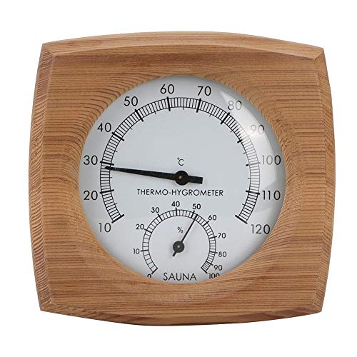 TOPINCN 2-En-1Wood Thermo-Hygrometer Termómetro Higrómetro Sala Vapor Sala Sauna Accesorios Fahrenheit