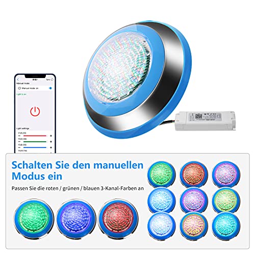 TOPLANET Iluminación subacuática para piscina con aplicación de mando a distancia por Bluetooth