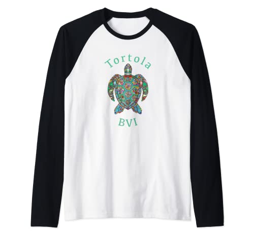 Tortola, Islas Vírgenes Británicas Regalo de tortuga tribal Camiseta Manga Raglan