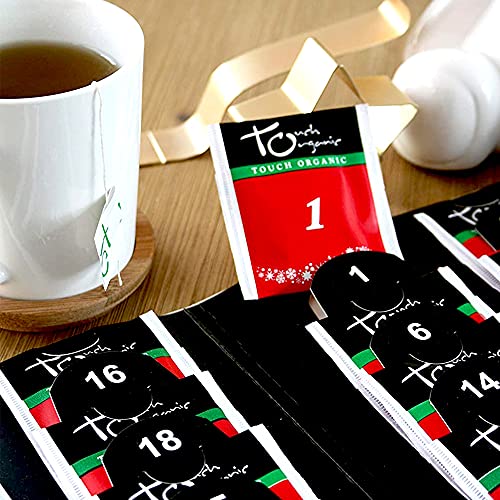 TOUCH ORGANIC | Calendario de adviento té bio | 24 bolsitas para 15 sabores | Certificado ecológico y comercio justo | Bolsitas calendario adviento, idea regalos: calendarios de adviento originales