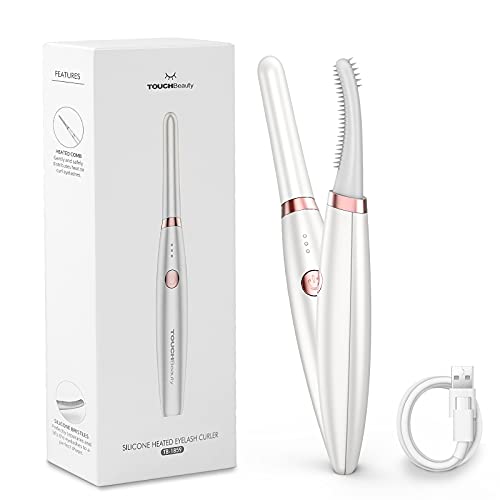 TOUCHBeauty Rizador de Pestañas Eléctrico con Recargable por USB-C, 3 Modos de Temperatura, Rizado de Calor Rápido Duradero para Maquillaje de Belleza de Ojos, Blanco