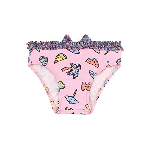 TOUS BABY - Bañador culetín Rosa con Volantes para Niña. Estampado Beach. (3-6 Meses)