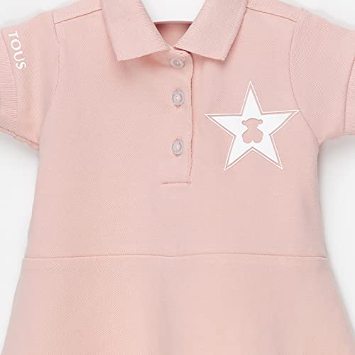 TOUS BABY - Vestido Efecto Polo Manga Corta para niña, Detalle de Estrella y Oso en el Pecho. (Rosa, 2_Years)