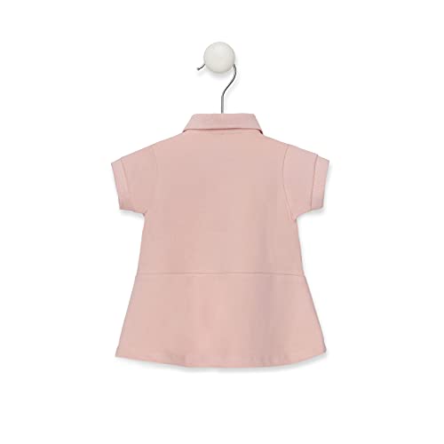 TOUS BABY - Vestido Efecto Polo Manga Corta para niña, Detalle de Estrella y Oso en el Pecho. (Rosa, 2_Years)