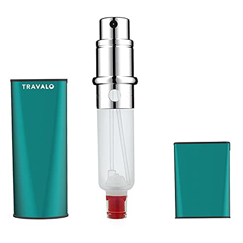 Travalo - Obscura Perfume Atomizer - Sistema de recarga renovado - Aerosol de aluminio de grado aeronáutico - Sin vidrio - Verde - Unisex - 0.17oz