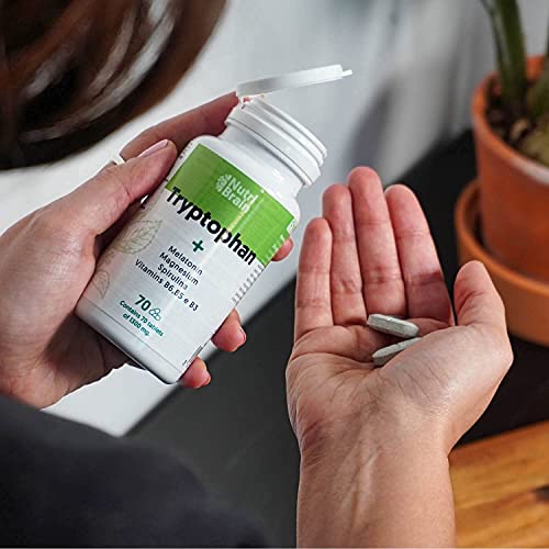 Triptófano Natural | Aminoacido Esencial con Melatonina, Espirulina, Vitamina B3, B5, B6 y Magnesio | Sueño, Energía, Concentración, Estres | Envase 70 Comprimidos