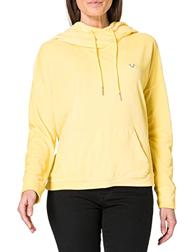 True Religion Hoody Relax Sudadera con Capucha, Amarillo (Pale Banana), S para Mujer