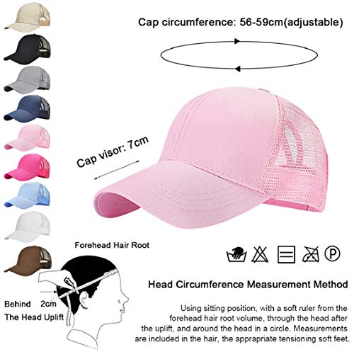 Tuopuda Gorra de Béisbol Mujer Gorra de Béisbol de Cola de Caballo Ajustable Half Mesh Gorras de Deportes (Rosado)