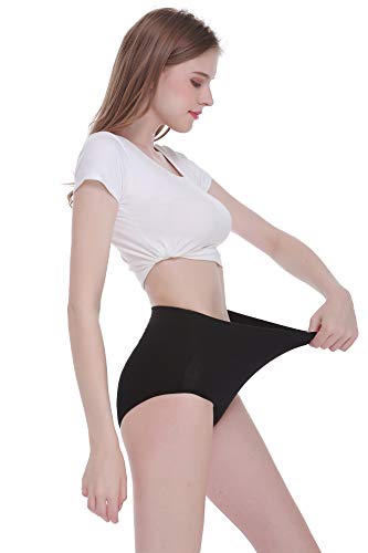 TUUHAW Braguita de Talle Alto Algodón para Mujer Pack de 5 Culotte Bragas de Cintura Alta Cómodo Talla Negro XL