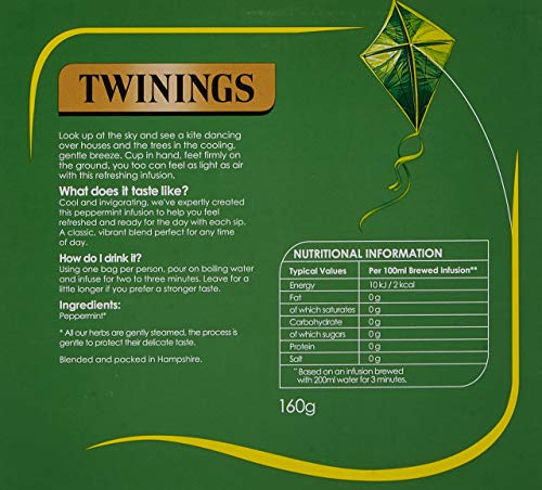 Twinings Pure Peppermint Tea 80 bolsas (paquete de 1)