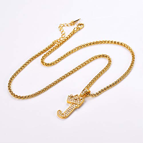 U7 Letras Iniciales J Collares Mujeres Material Latón Oro 18k Colgantes Corona Piedras Bling Bling Zirconia Cúbica Joyerías Modernas de Nombres