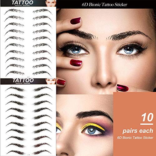 UFLF 8 Hojas de Cejas Tatuaje 6D Pegatinas Cejas Adhesivas Marrón Cejas Auténticas Impermeable para Maquillaje Mujer Hombre