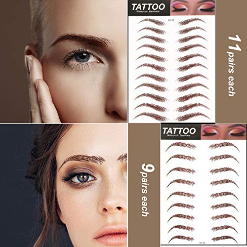 UFLF 8 Hojas de Cejas Tatuaje 6D Pegatinas Cejas Adhesivas Marrón Cejas Auténticas Impermeable para Maquillaje Mujer Hombre