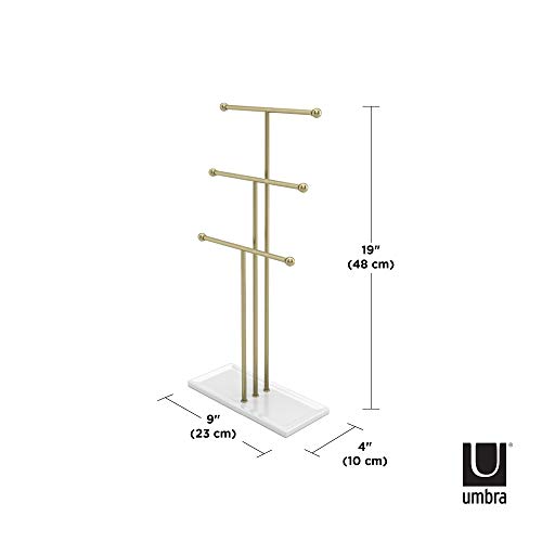 Umbra Trigem Soporte de joyería, Acero, Blanco/Dorado