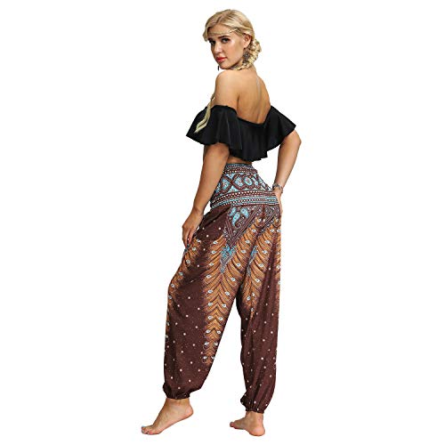 UMIPUBO Mujer Hippies Pantalones Bolsillos Largos Boho Cintura Alta Estampados Yoga Pants Pantalones De Chándal Casuales Activos Pierna Ancha Salón Recto Suelto Pantalones