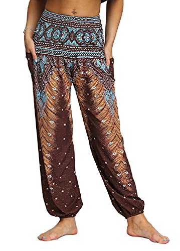 UMIPUBO Mujer Hippies Pantalones Bolsillos Largos Boho Cintura Alta Estampados Yoga Pants Pantalones De Chándal Casuales Activos Pierna Ancha Salón Recto Suelto Pantalones