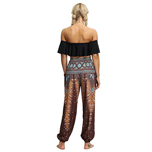 UMIPUBO Mujer Hippies Pantalones Bolsillos Largos Boho Cintura Alta Estampados Yoga Pants Pantalones De Chándal Casuales Activos Pierna Ancha Salón Recto Suelto Pantalones