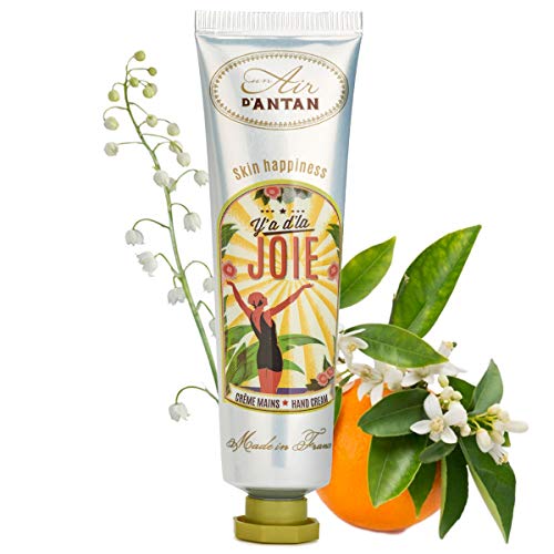 Un Air d’Antan® Crema de Manos Francesa Joie con Manteca de Karite y Aloe Vera, Perfume Original Lirio de los Valles, Azahar y Rosa - Formula Hidratante y Reparadora – Para Mujer - Idea Regalo, 25ml