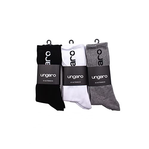 Ungaro 3 pares de calcetines altos Tennis 39/42 Negro, Negro, Negro