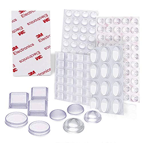 Uni-Fine 107 PCS Transparentes Almohadilla Pies de Goma 4 Tamaños Almohadillas de Goma Transparente Transparentes Almohadilla Topes Puertas Armarios de Ruido,protector antigolpes, búfer muebles