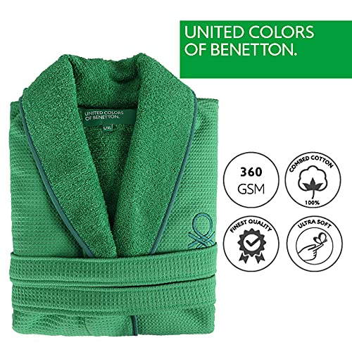 UNITED COLORS OF BENETTON.- Albornoz l/XL 360gsm Nido Abeja 100% algodón Verde Casa Benetton