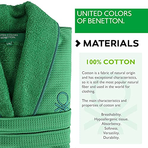 UNITED COLORS OF BENETTON.- Albornoz l/XL 360gsm Nido Abeja 100% algodón Verde Casa Benetton