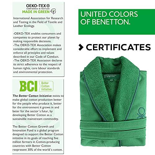 UNITED COLORS OF BENETTON.- Albornoz l/XL 360gsm Nido Abeja 100% algodón Verde Casa Benetton