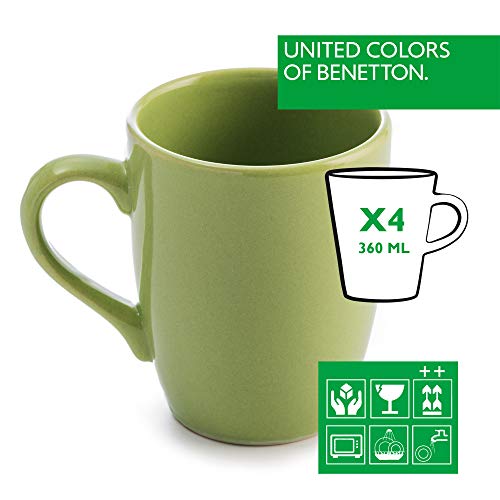 UNITED COLORS OF BENETTON- BE062 Set 4pcs tazas 11cm 360ml loza verde Casa Benetton, Gres