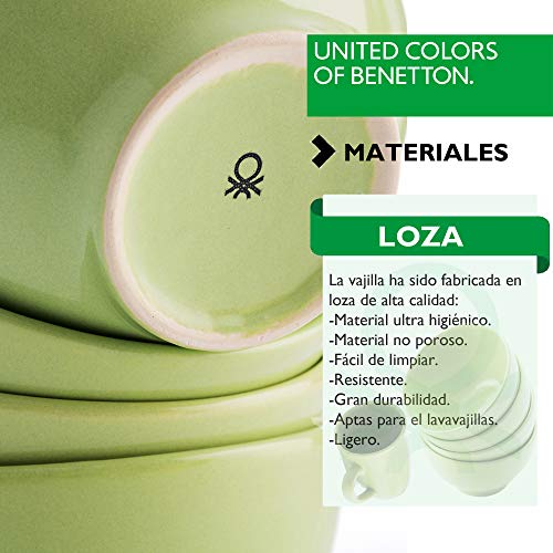 UNITED COLORS OF BENETTON- BE062 Set 4pcs tazas 11cm 360ml loza verde Casa Benetton, Gres