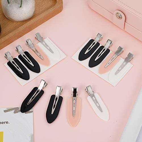 upain 12 Piezas Pinzas para el Pelo sin Doblar Clips, Herramienta de Clips de Peinado para Maquillaje Mujeres Niñas (Negro Blanco Rosa)