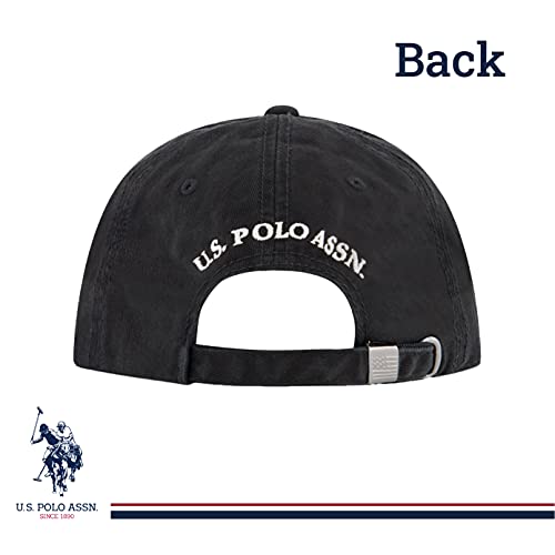 U.S. POLO ASSN. Polo Assn. Gorra de béisbol de algodón Ajustable con Visera Curvada y Logotipo Bordado de pequeño Pony, Negro, Talla única para Hombre