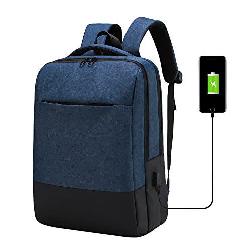 Utapossin Mochila Portátil, Mochila Antirrobo Impermeable, 15.6 Pulgadas Mochila Portatil, Mochila Impermeable Impermeable, Mochila Portatil, con Puerto de Carga USB (15,6",Azul)