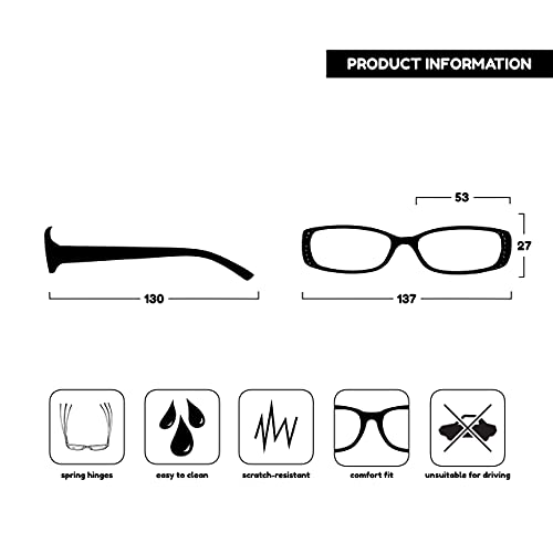 Uv Reader Gafas De Lectura Estilo Diamonte Negro Y Púrpura Lectores Estilo Diseñador Mujeres Señoras Uvr093P +1,00 50 g